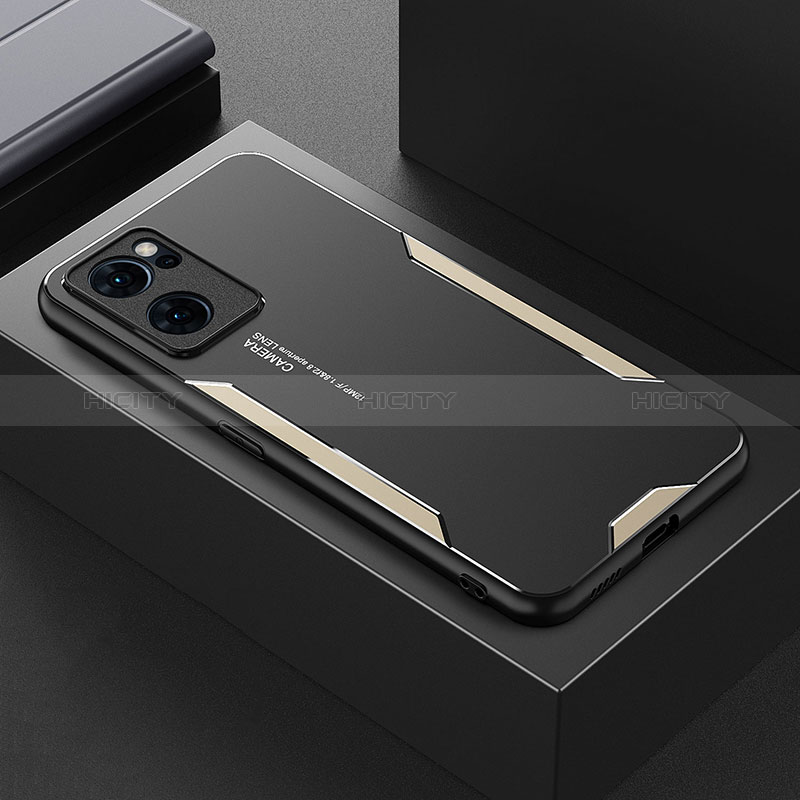 Coque Luxe Aluminum Metal Housse et Bumper Silicone Etui pour Oppo Find X5 Lite 5G Or Plus