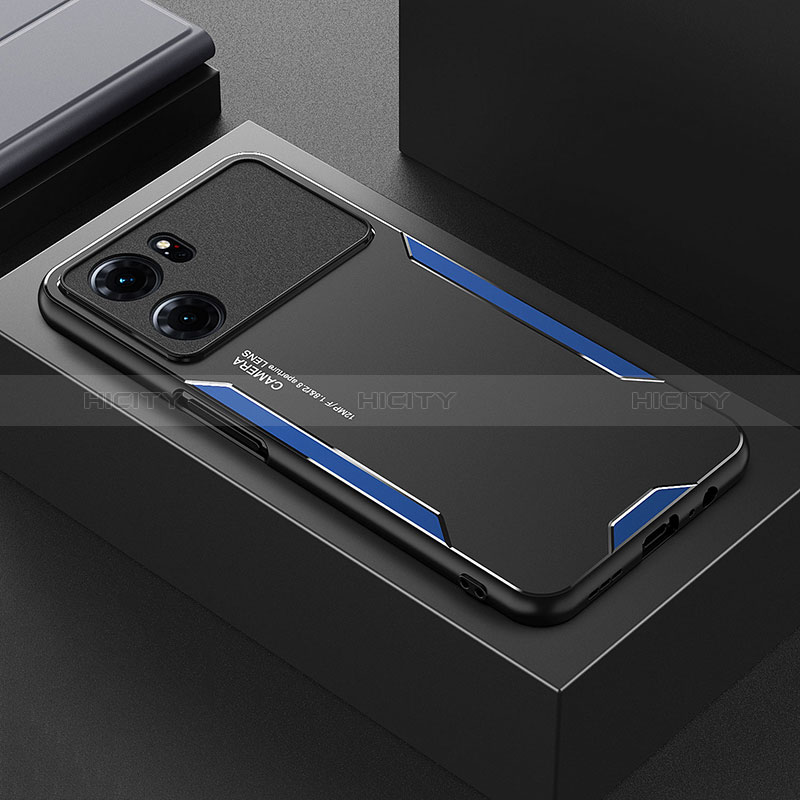 Coque Luxe Aluminum Metal Housse et Bumper Silicone Etui pour Oppo K10 5G Bleu Plus