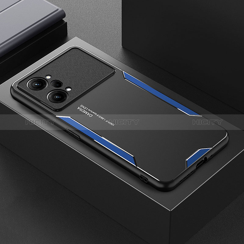 Coque Luxe Aluminum Metal Housse et Bumper Silicone Etui pour Oppo K10 Pro 5G Bleu Plus