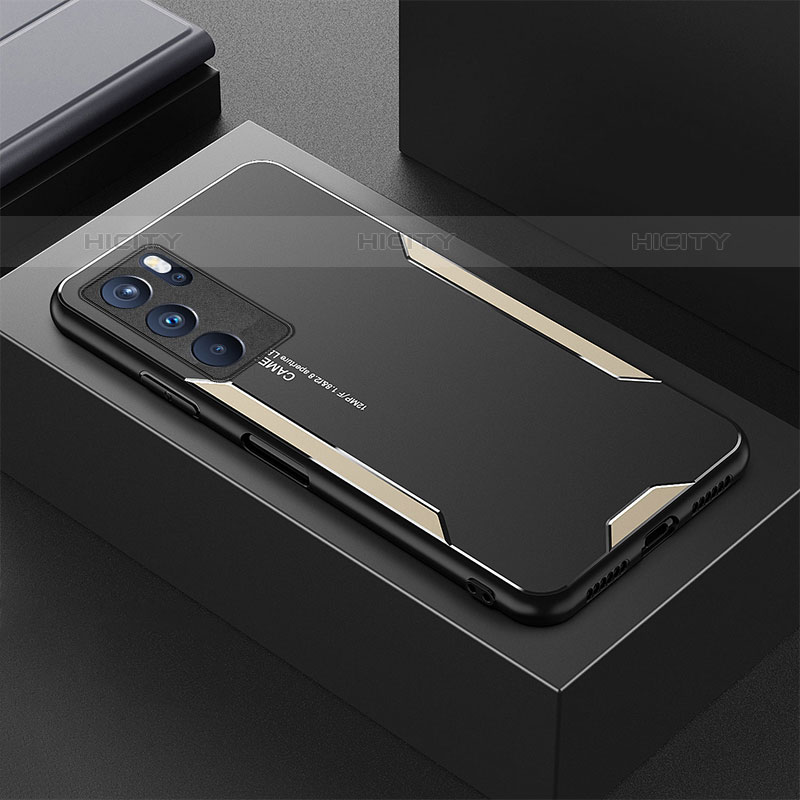 Coque Luxe Aluminum Metal Housse et Bumper Silicone Etui pour Oppo Reno6 Pro 5G India Or Plus