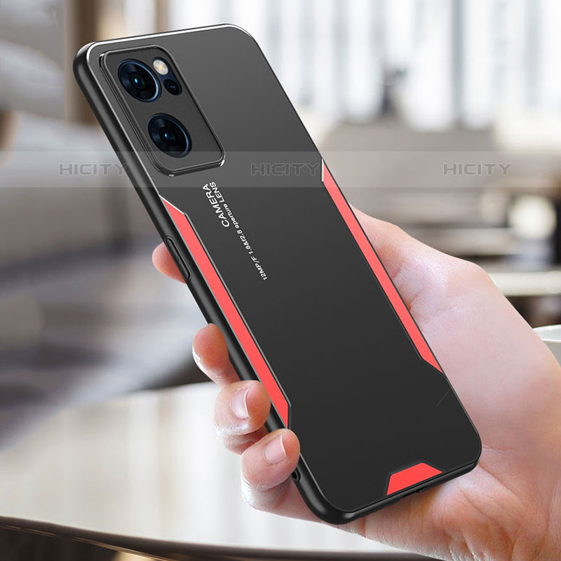 Coque Luxe Aluminum Metal Housse et Bumper Silicone Etui pour Oppo Reno7 5G Plus