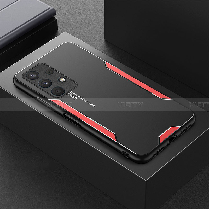 Coque Luxe Aluminum Metal Housse et Bumper Silicone Etui pour Samsung Galaxy A32 4G Rouge Plus