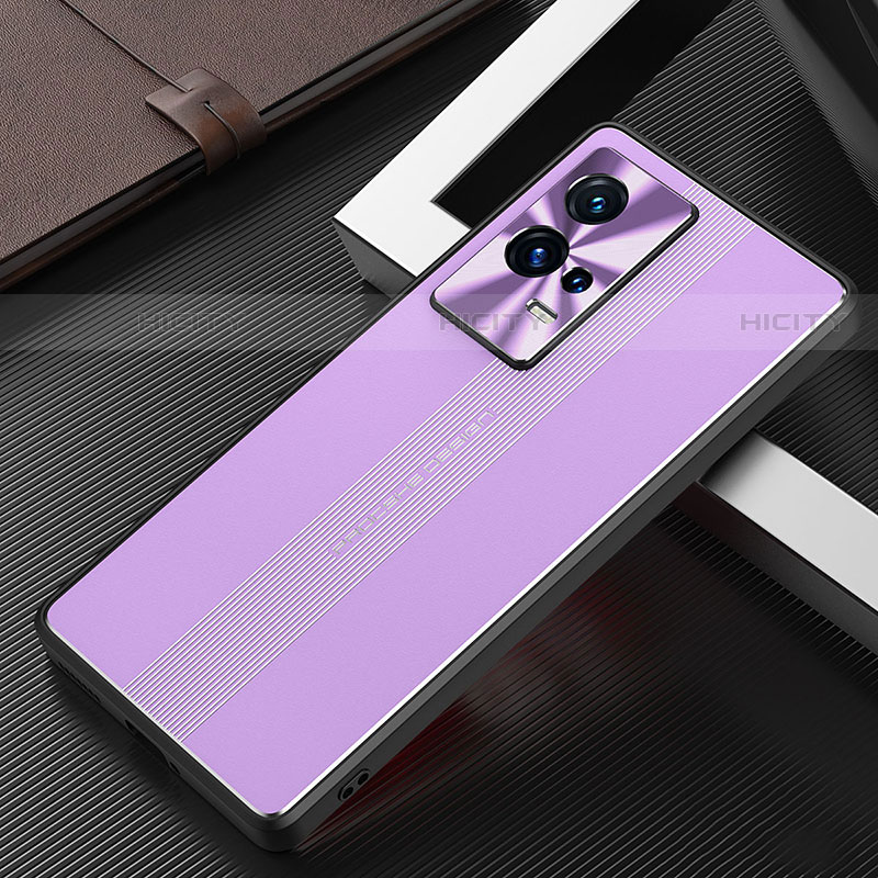 Coque Luxe Aluminum Metal Housse et Bumper Silicone Etui pour Vivo iQOO 8 5G Violet Plus