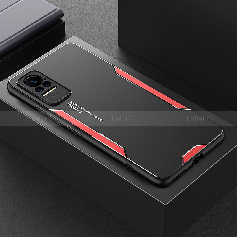 Coque Luxe Aluminum Metal Housse et Bumper Silicone Etui pour Xiaomi Civi 5G Rouge Plus