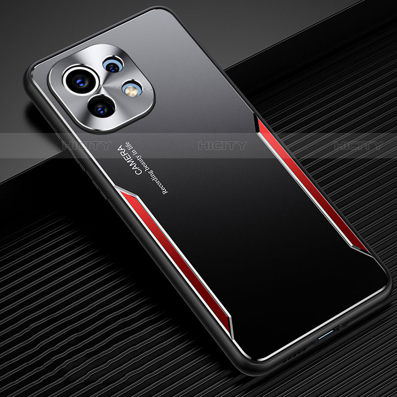 Coque Luxe Aluminum Metal Housse et Bumper Silicone Etui pour Xiaomi Mi 11 Lite 4G Rouge Plus