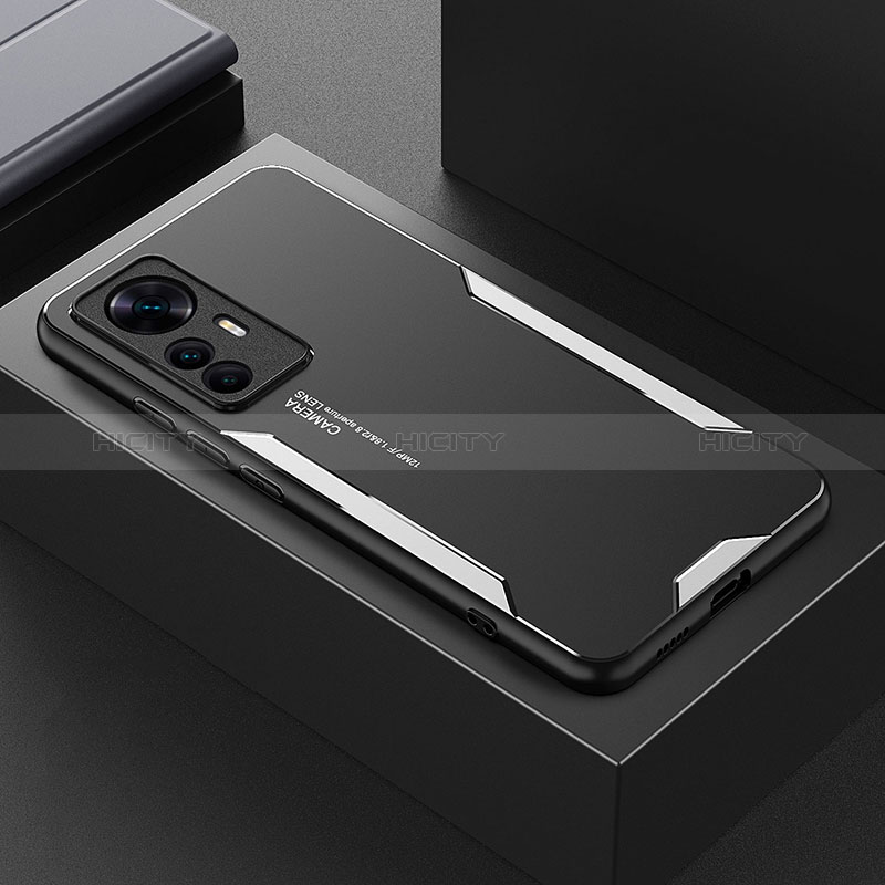 Coque Luxe Aluminum Metal Housse et Bumper Silicone Etui pour Xiaomi Mi 12T 5G Argent Plus