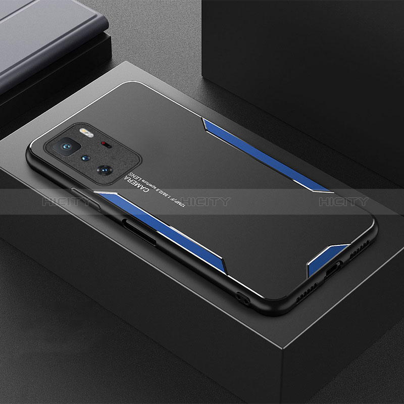 Coque Luxe Aluminum Metal Housse et Bumper Silicone Etui pour Xiaomi Poco X3 GT 5G Bleu Plus