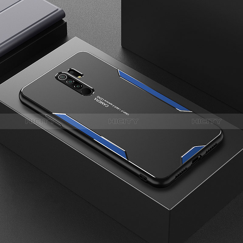 Coque Luxe Aluminum Metal Housse et Bumper Silicone Etui pour Xiaomi Redmi 9 Prime India Bleu Plus