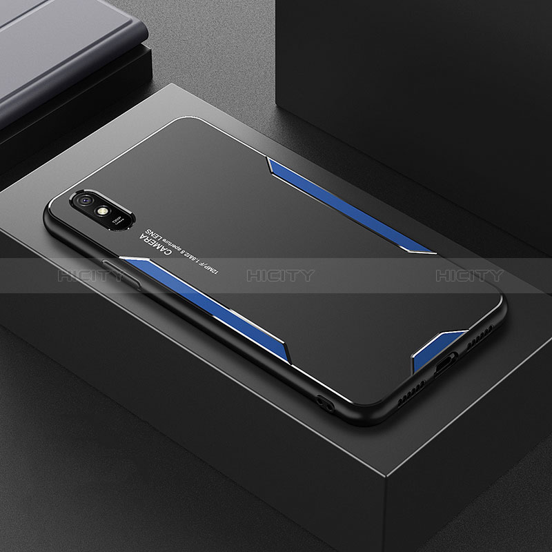 Coque Luxe Aluminum Metal Housse et Bumper Silicone Etui pour Xiaomi Redmi 9i Bleu Plus