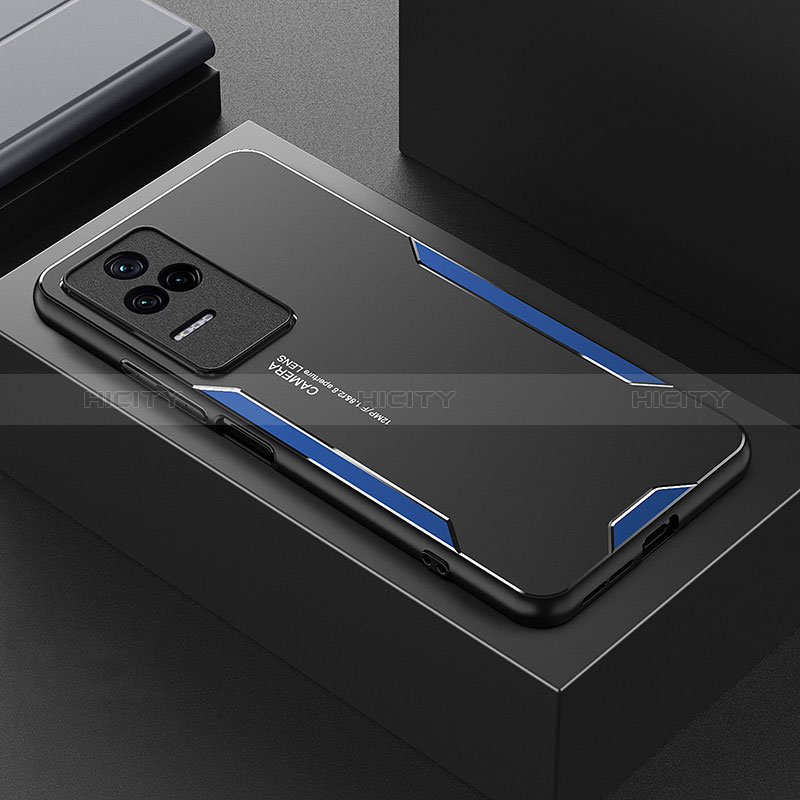 Coque Luxe Aluminum Metal Housse et Bumper Silicone Etui pour Xiaomi Redmi K40S 5G Bleu Plus