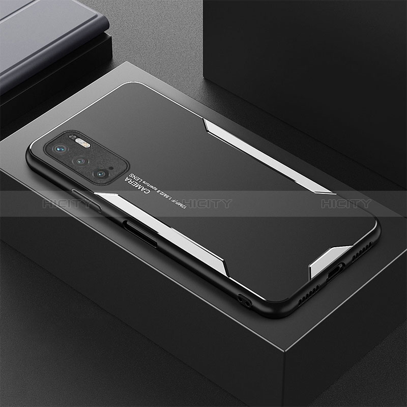 Coque Luxe Aluminum Metal Housse et Bumper Silicone Etui pour Xiaomi Redmi Note 10 5G Argent Plus