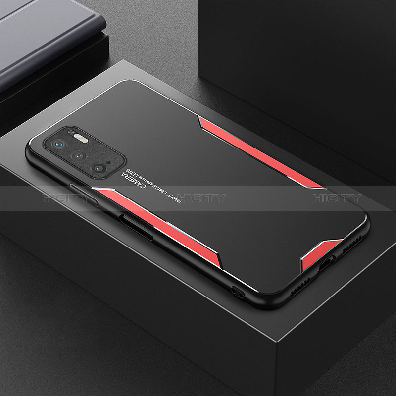 Coque Luxe Aluminum Metal Housse et Bumper Silicone Etui pour Xiaomi Redmi Note 10 5G Rouge Plus