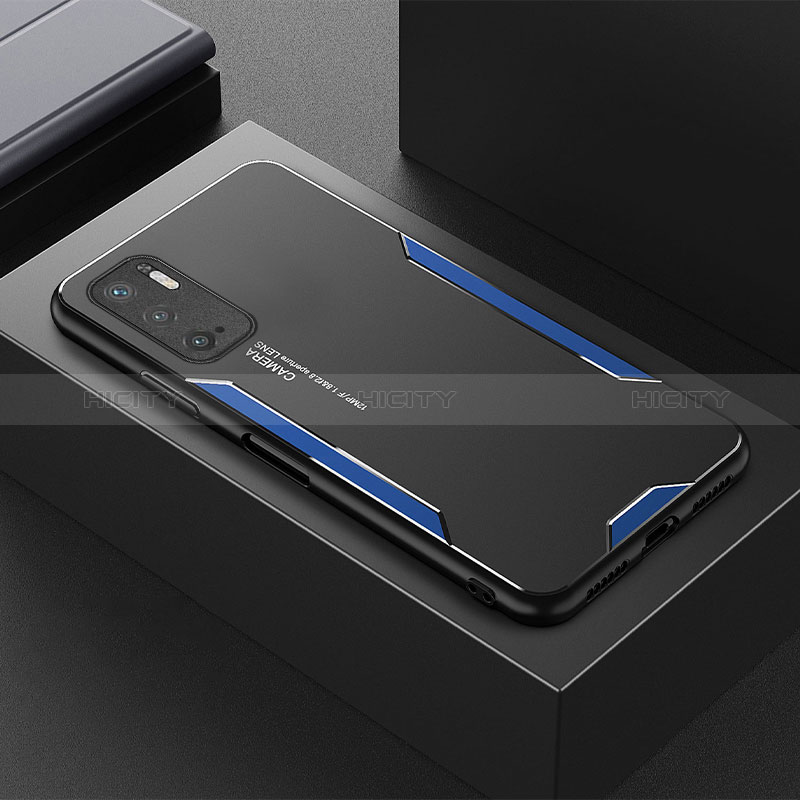 Coque Luxe Aluminum Metal Housse et Bumper Silicone Etui pour Xiaomi Redmi Note 10T 5G Bleu Plus