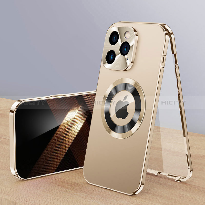 Coque Luxe Aluminum Metal Housse Etui 360 Degres avec Mag-Safe Magnetic Magnetique P01 pour Apple iPhone 14 Pro Max Plus