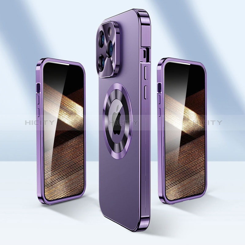 Coque Luxe Aluminum Metal Housse Etui 360 Degres avec Mag-Safe Magnetic Magnetique P01 pour Apple iPhone 15 Pro Max Plus