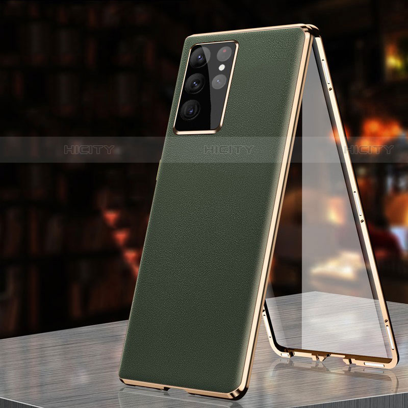 Coque Luxe Aluminum Metal Housse Etui 360 Degres D01 pour Samsung Galaxy S23 Ultra 5G Vert Plus