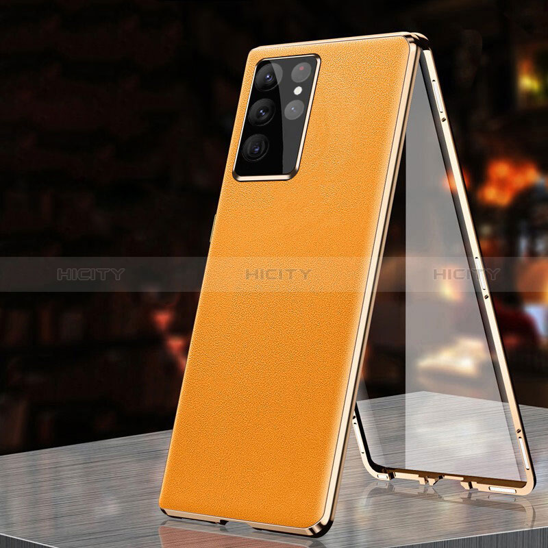 Coque Luxe Aluminum Metal Housse Etui 360 Degres D01 pour Samsung Galaxy S24 Ultra 5G Orange Plus