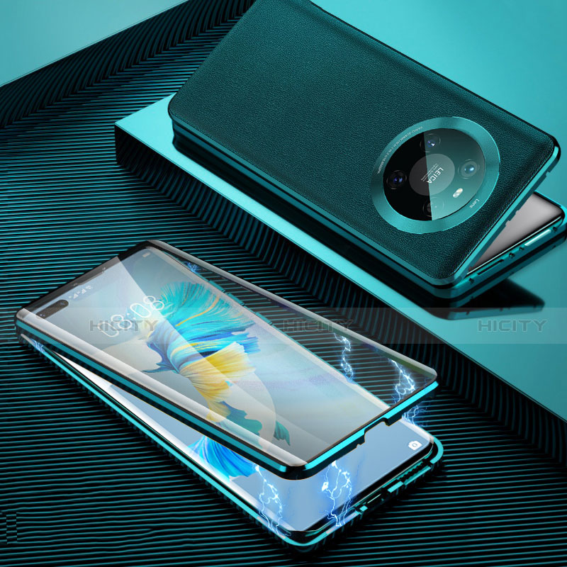 Coque Luxe Aluminum Metal Housse Etui 360 Degres K01 pour Huawei Mate 40E Pro 5G Cyan Plus