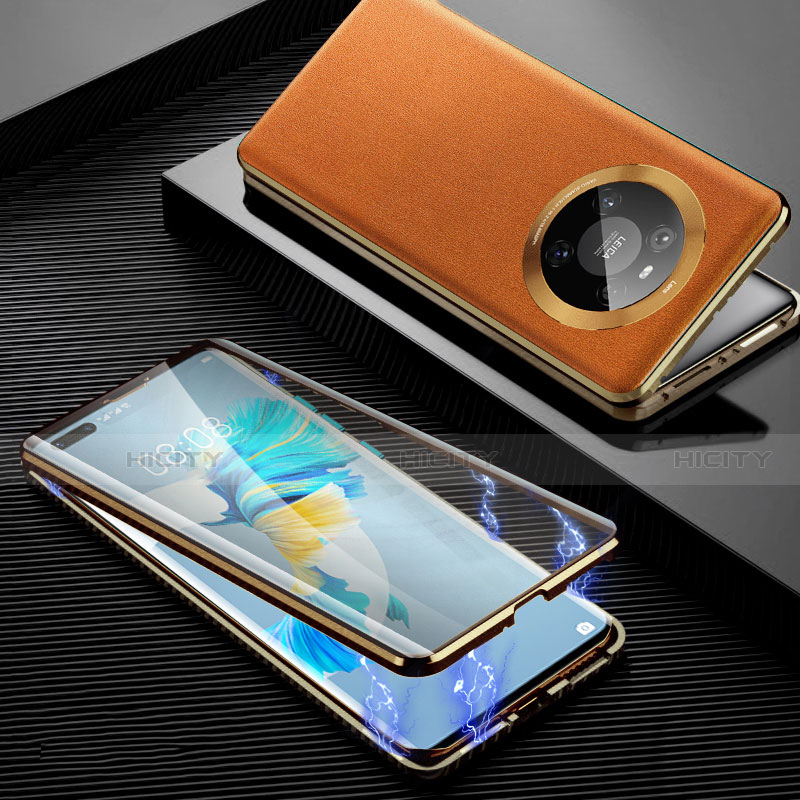 Coque Luxe Aluminum Metal Housse Etui 360 Degres K01 pour Huawei Mate 40E Pro 5G Jaune Plus