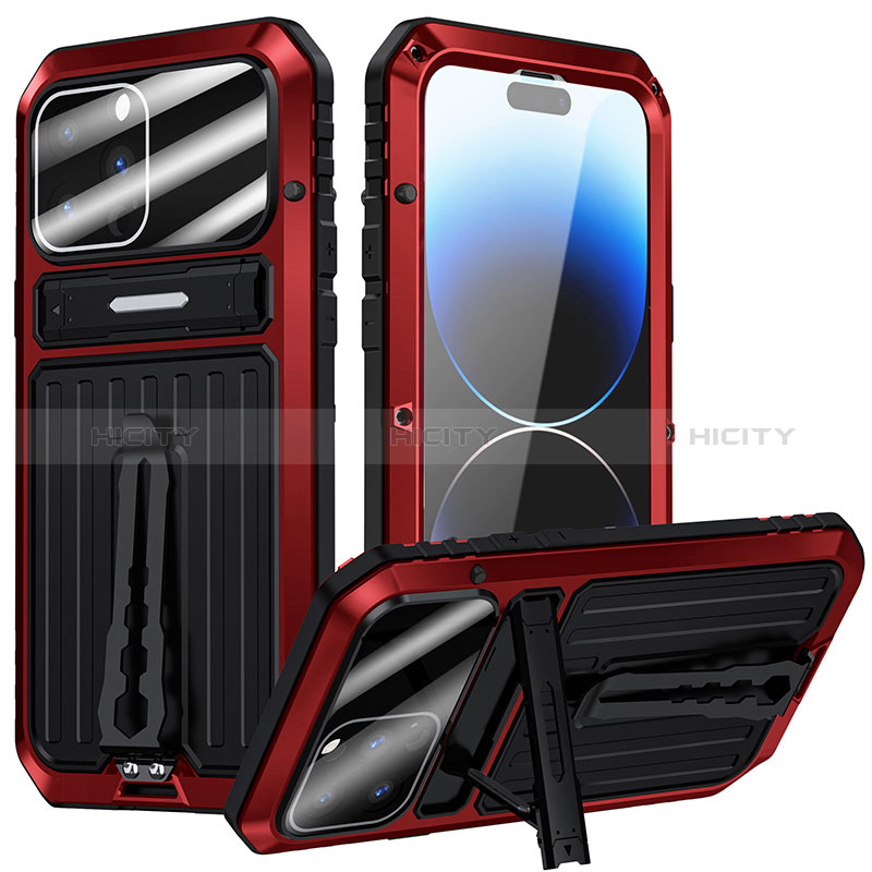 Coque Luxe Aluminum Metal Housse Etui 360 Degres LK1 pour Apple iPhone 14 Pro Rouge Plus