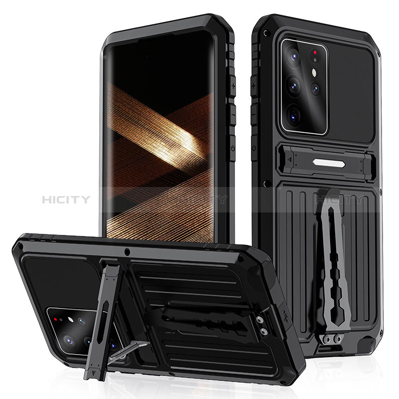 Coque Luxe Aluminum Metal Housse Etui 360 Degres LK2 pour Samsung Galaxy S22 Ultra 5G Noir Plus