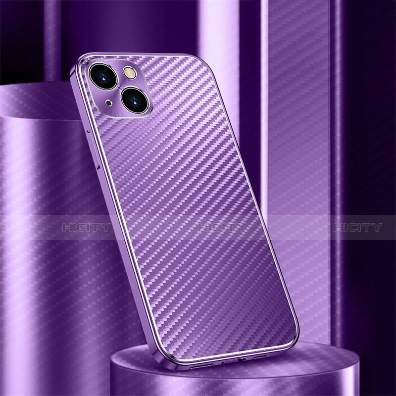 Coque Luxe Aluminum Metal Housse Etui 360 Degres M01 pour Apple iPhone 13 Mini Violet Plus