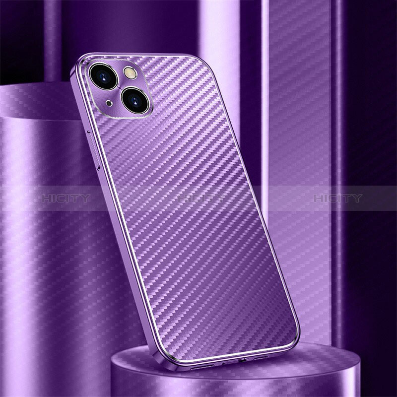 Coque Luxe Aluminum Metal Housse Etui 360 Degres M01 pour Apple iPhone 15 Plus Violet Plus