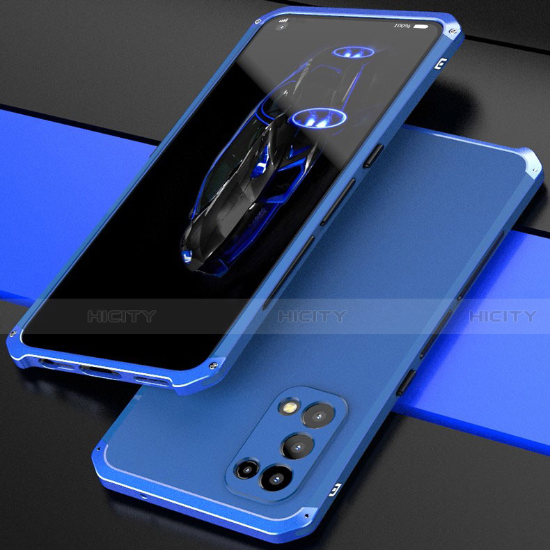 Coque Luxe Aluminum Metal Housse Etui 360 Degres M01 pour Oppo Reno5 5G Bleu Plus