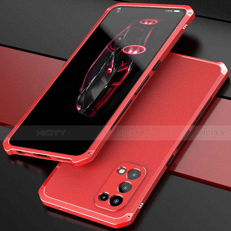 Coque Luxe Aluminum Metal Housse Etui 360 Degres M01 pour Oppo Reno5 5G Rouge Plus