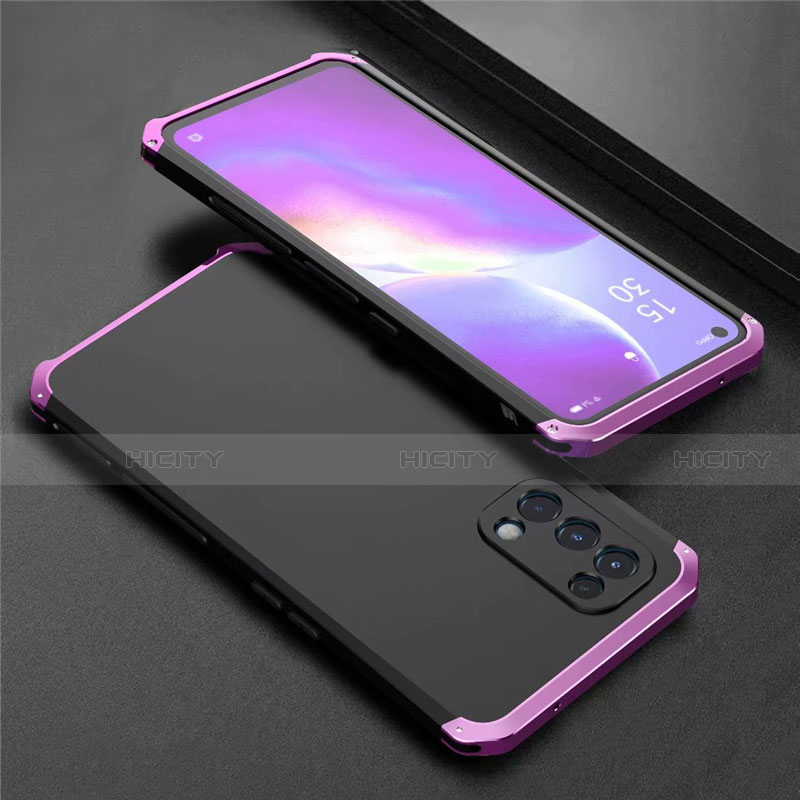 Coque Luxe Aluminum Metal Housse Etui 360 Degres M02 pour Oppo Reno5 5G Violet Plus