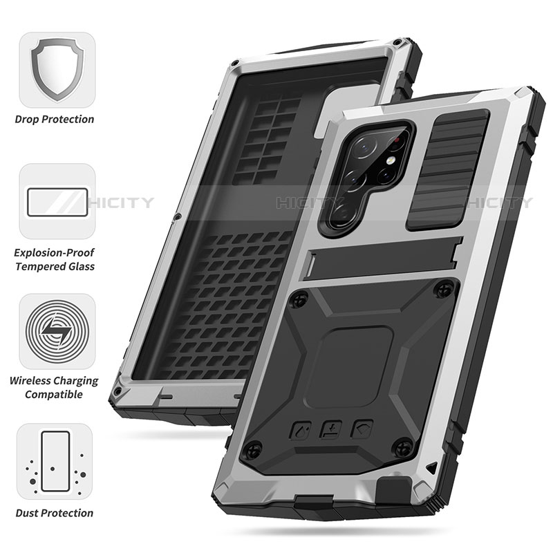 Coque Luxe Aluminum Metal Housse Etui 360 Degres M04 pour Samsung Galaxy S21 Ultra 5G Plus