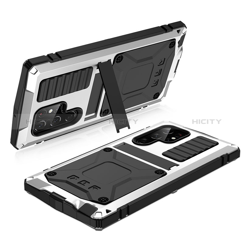 Coque Luxe Aluminum Metal Housse Etui 360 Degres M05 pour Samsung Galaxy S24 Ultra 5G Argent Plus