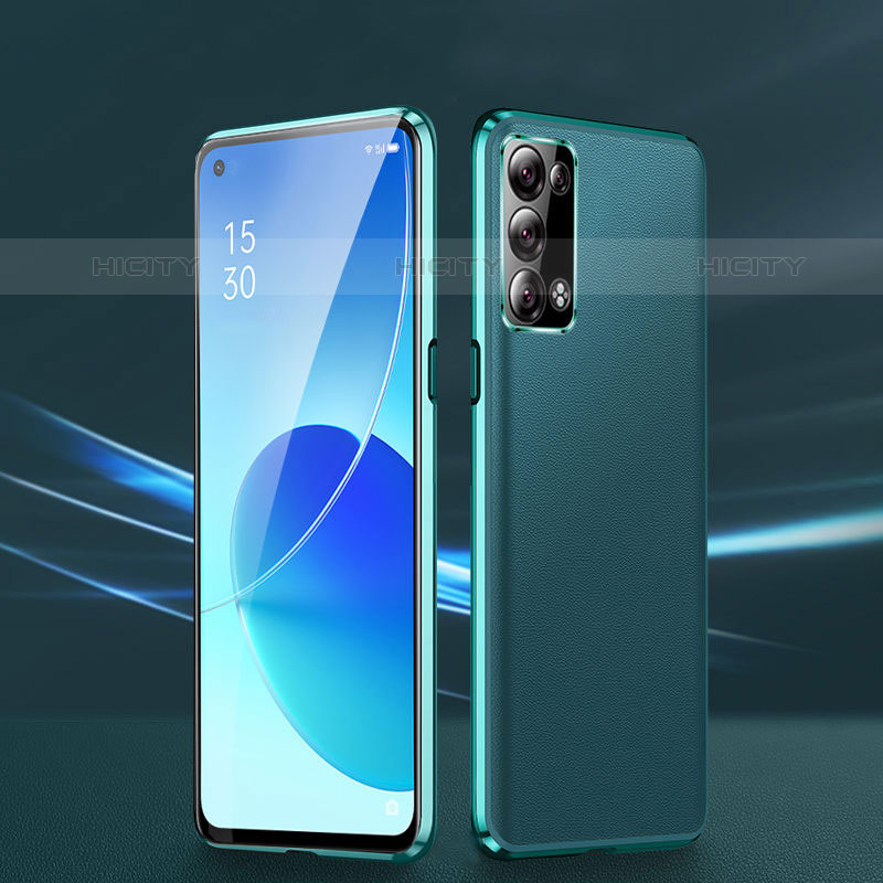 Coque Luxe Aluminum Metal Housse Etui 360 Degres P01 pour Oppo Reno6 Pro+ Plus 5G Vert Plus