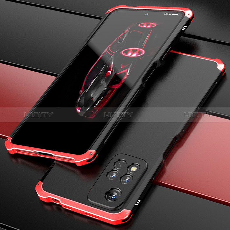 Coque Luxe Aluminum Metal Housse Etui 360 Degres P01 pour Xiaomi Mi 11i 5G (2022) Rouge et Noir Plus