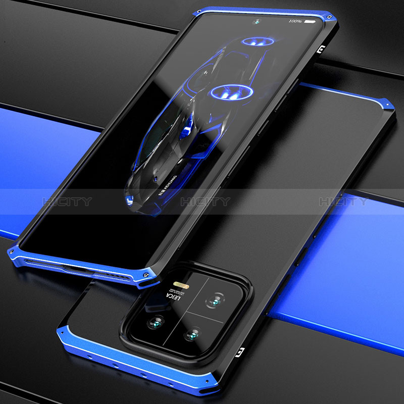 Coque Luxe Aluminum Metal Housse Etui 360 Degres P01 pour Xiaomi Mi 13 5G Bleu et Noir Plus