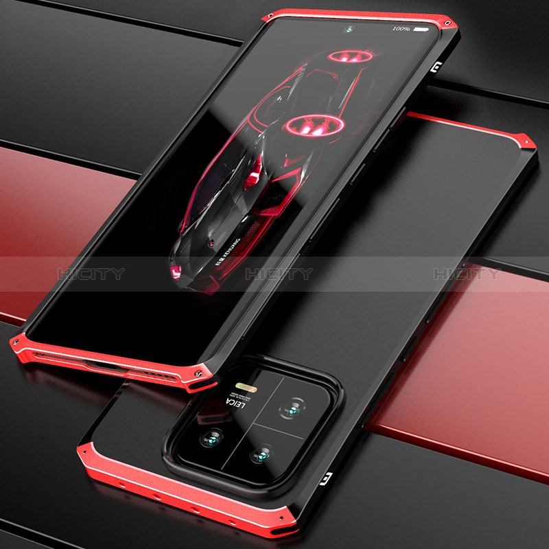 Coque Luxe Aluminum Metal Housse Etui 360 Degres P01 pour Xiaomi Mi 13 5G Rouge et Noir Plus