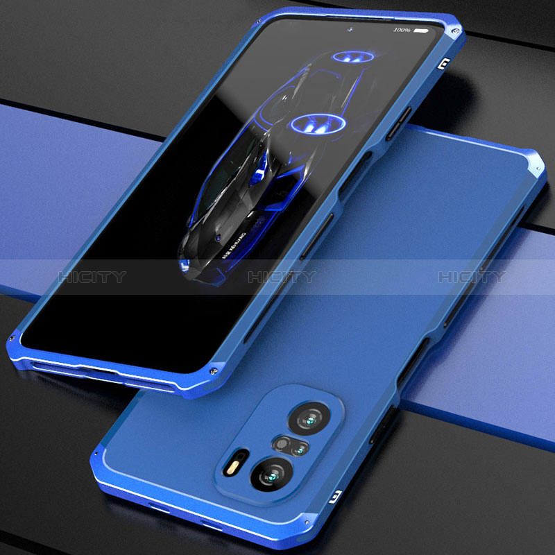 Coque Luxe Aluminum Metal Housse Etui 360 Degres P01 pour Xiaomi Poco F3 5G Bleu Plus