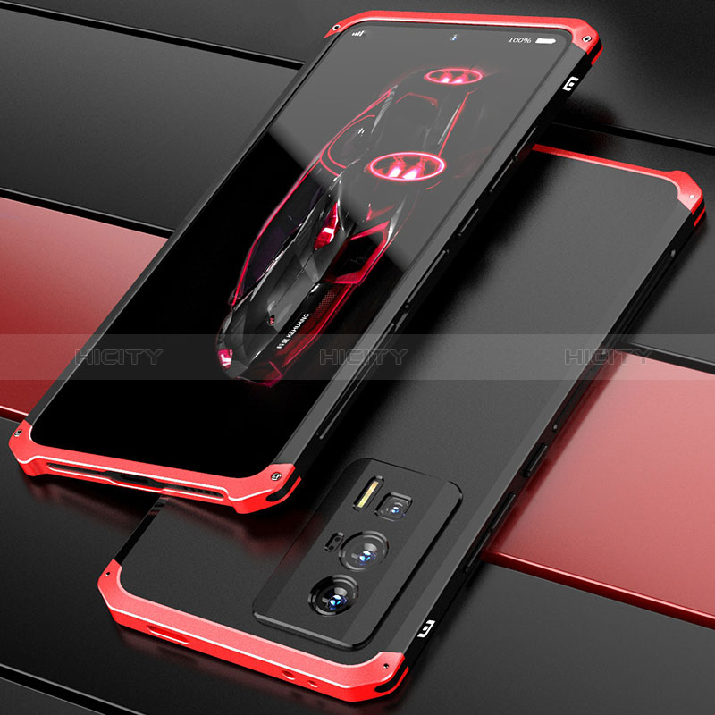 Coque Luxe Aluminum Metal Housse Etui 360 Degres P01 pour Xiaomi Poco F5 Pro 5G Rouge et Noir Plus