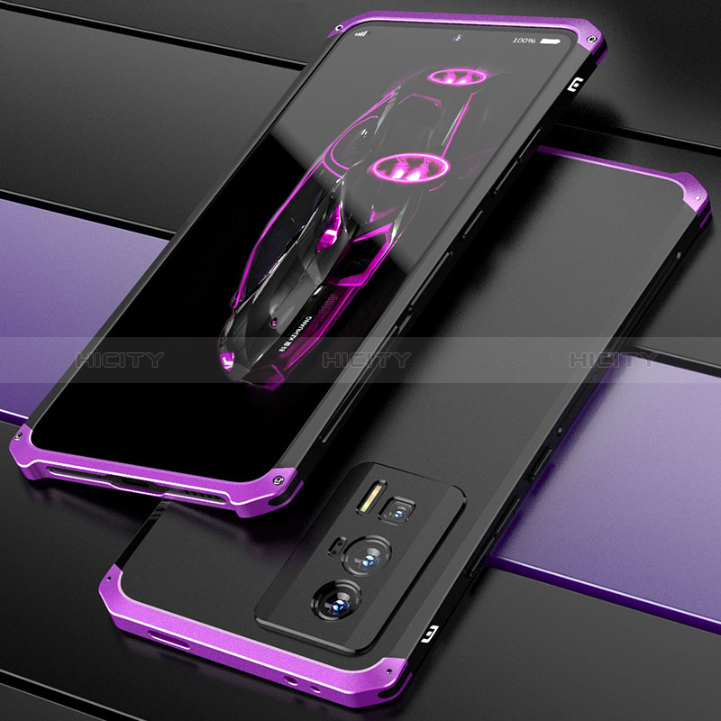 Coque Luxe Aluminum Metal Housse Etui 360 Degres P01 pour Xiaomi Redmi K60 5G Violet Plus