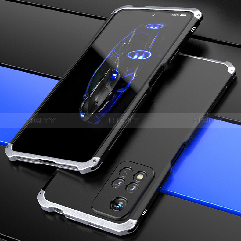 Coque Luxe Aluminum Metal Housse Etui 360 Degres P01 pour Xiaomi Redmi Note 11 Pro+ Plus 5G Argent et Noir Plus