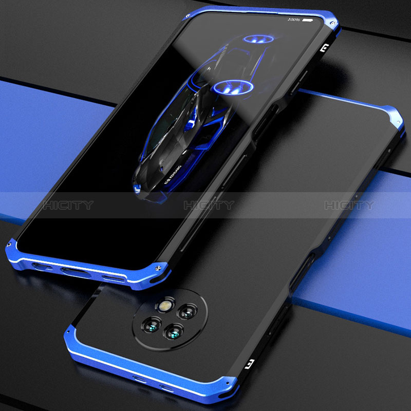 Coque Luxe Aluminum Metal Housse Etui 360 Degres P01 pour Xiaomi Redmi Note 9 5G Bleu et Noir Plus