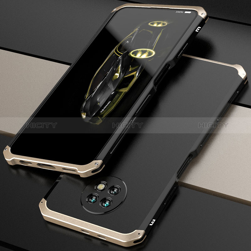 Coque Luxe Aluminum Metal Housse Etui 360 Degres P01 pour Xiaomi Redmi Note 9 5G Or et Noir Plus