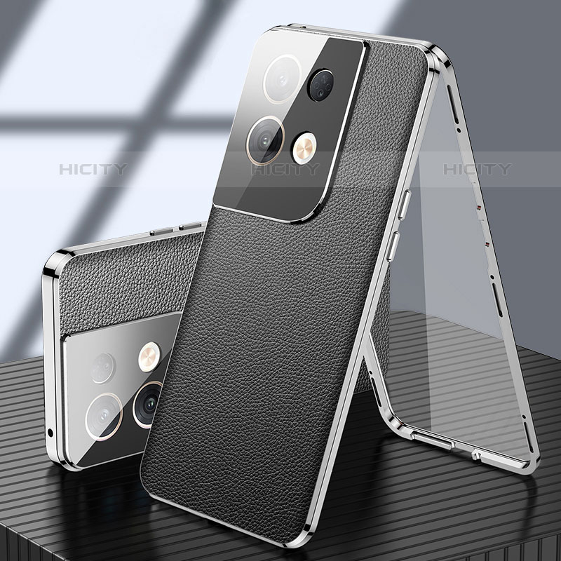 Coque Luxe Aluminum Metal Housse Etui 360 Degres P02 pour Oppo Reno8 Pro 5G Noir Plus