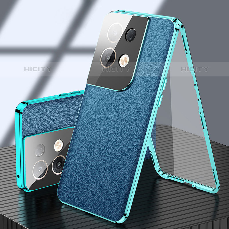 Coque Luxe Aluminum Metal Housse Etui 360 Degres P02 pour Oppo Reno8 Pro+ Plus 5G Bleu Plus