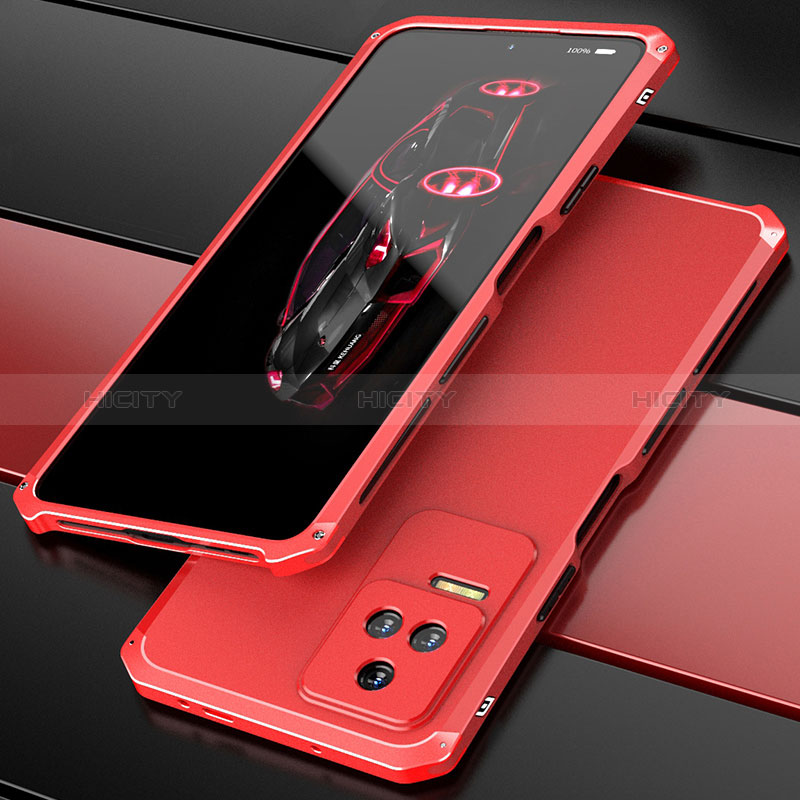 Coque Luxe Aluminum Metal Housse Etui 360 Degres P02 pour Xiaomi Redmi K50 Pro 5G Rouge Plus