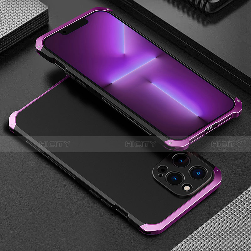 Coque Luxe Aluminum Metal Housse Etui 360 Degres pour Apple iPhone 13 Pro Violet Plus