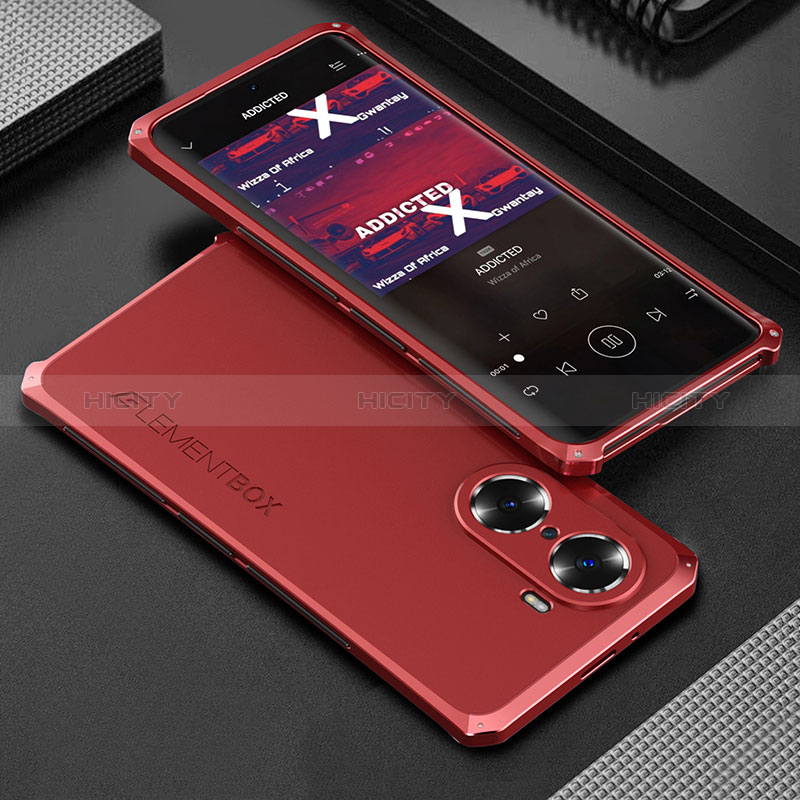 Coque Luxe Aluminum Metal Housse Etui 360 Degres pour Huawei Honor 60 Pro 5G Rouge Plus