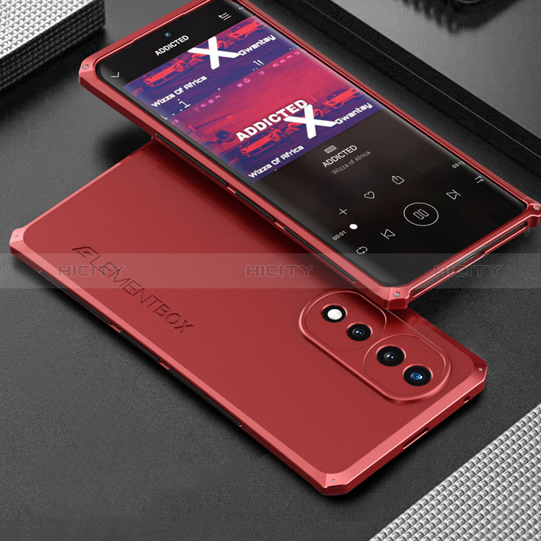 Coque Luxe Aluminum Metal Housse Etui 360 Degres pour Huawei Honor 70 5G Rouge Plus