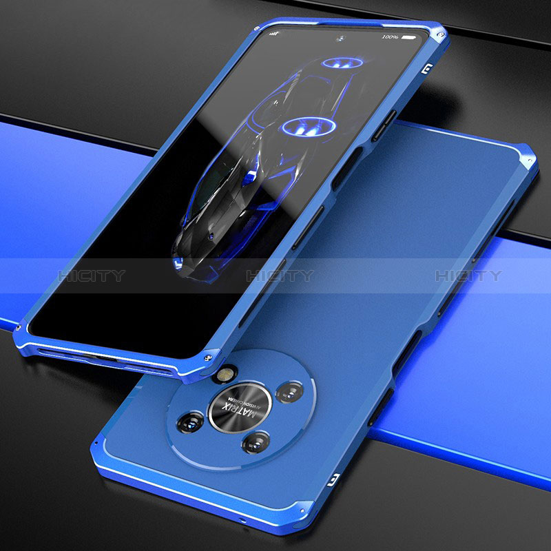 Coque Luxe Aluminum Metal Housse Etui 360 Degres pour Huawei Honor Magic4 Lite 5G Bleu Plus