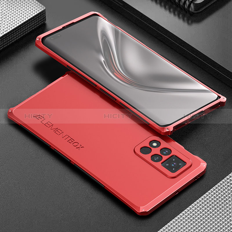 Coque Luxe Aluminum Metal Housse Etui 360 Degres pour Huawei Honor V40 5G Rouge Plus